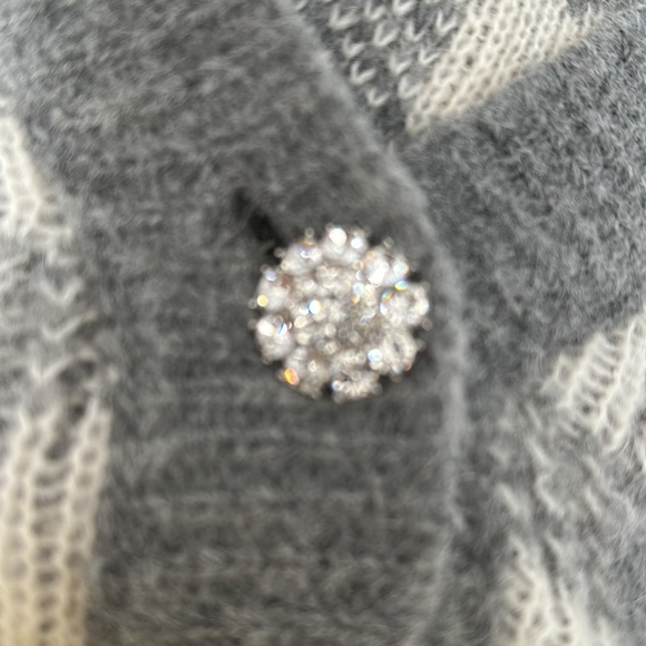 Ontario plaid-check crystal-button cardigan! - Picture 7 of 8